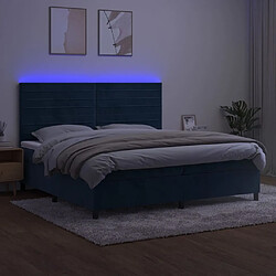 Acheter Sommier à lattes LED,Cadre à lattes de lit avec matelas pour Adulte Bleu foncé 200x200 cm -MN29256