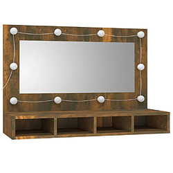 Helloshop26 Armoire à miroir avec led 90 x 31,5 x 62 cm chêne fumé 02_0006663