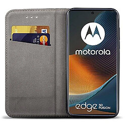 Htdmobiles Housse etui portefeuille avec coque interieure en silicone pour Motorola Edge 50 Fusion 5G + film ecran - OR MAGNET