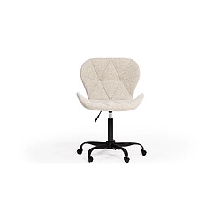 ICONIK INTERIOR Chaise de bureau avec roulettes - Chaise pivotante de bureau - Rembourrée en tissu bouclé - Structure noire Wito Blanc