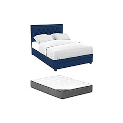 Vente-Unique Lit avec tiroirs 160 x 200 cm - Tissu velours bleu + Matelas - LEOPOLD pas cher