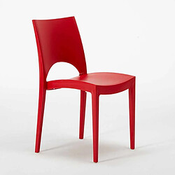 Avis 24 Chaises Paris Grand Soleil en polypropylène Restaurant bar café promo stock, Couleur: Rouge