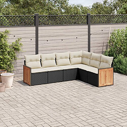 Maison Chic Salon de jardin 6 pcs avec coussins | Ensemble de Table et chaises | Mobilier d'Extérieur noir résine tressée -GKD44643