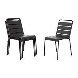 Acheter Chaise à Lattes en Acier Grise - Lot de 4 - Bolero