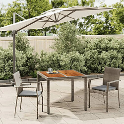 Salle à manger de jardin 3 pcs,Table et chaise à dîner avec coussins Gris -MN61050