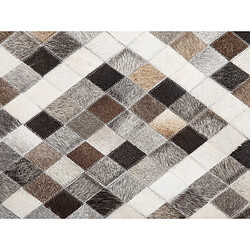 Beliani Tapis en cuir gris et marron 160 x 230 cm AKDERE pas cher