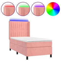 Sommier à lattes,Cadre à lattes de lit pour Adulte matelas et LED Rose 100x200 cm Velours -MN80911