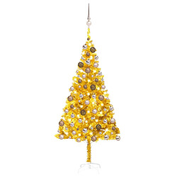 vidaXL Arbre de Noël artificiel pré-éclairé et boules doré 180 cm PET