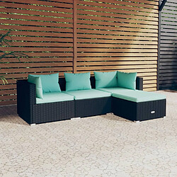 Maison Chic Salon de jardin 4 pcs + coussins - Mobilier/Meubles de jardin - Table et chaises d'extérieur Résine tressée Noir -MN78962