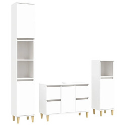 vidaXL Ensemble de meubles salle de bain 3 pcs blanc bois d'ingénierie