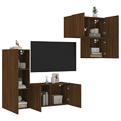 vidaXL Unités murales TV 4 pcs chêne marron bois d'ingénierie