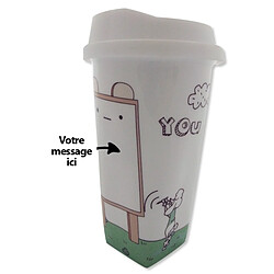 Totalcadeau Tasse en céramique transportable avec message mug + couvercle