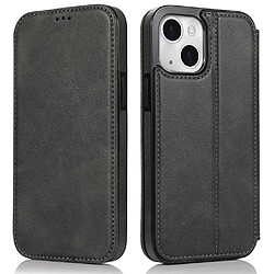 Coque en TPU + PU absorption magnétique avec support et porte-cartes noir pour votre iPhone 13 mini 5.4 pouces