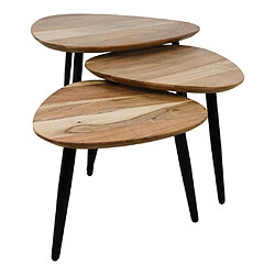 Avis Mes Lot de 3 tables basses 70, 50 et 45 cm en acacia et fer