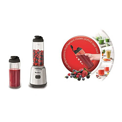 MOULINEX LM15FD10 Mini Blender 2 bouteilles a emporter en Tritan de qualité supérieure, Compact, Lames amovibles faciles a net