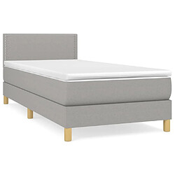 Maison Chic Lit Adulte - Lit simple Lit à sommier tapissier avec matelas moelleux - Meuble de Chambre - Gris clair 100x200cm Tissu -MN58666