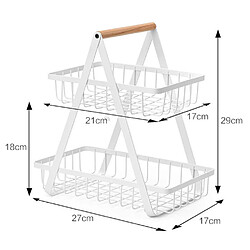 Universal Panier à fruits en métal 2 couches Portable Cuisine Stockage Tableau Étagère Convient pour les fruits et légumes Cosmétiques de la maison | Sacs Panier