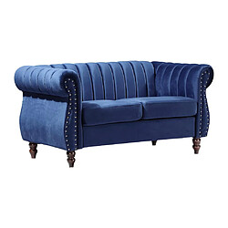 Avis Vente-Unique Canapé chesterfield 2 places en velours bleu roi TRUMBO