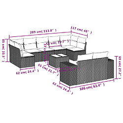 Avis Maison Chic Salon de jardin avec coussins 10 pcs, Ensemble Tables et chaises de jardin, beige résine tressée -GKD106239