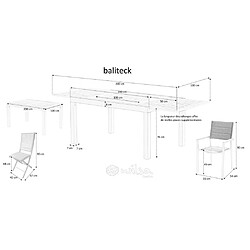Avis Wilsa Garden Ensemble BALITECK 8/12p en aluminium noir, plateau en Teck avec 8 fauteuils