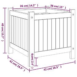 vidaXL Jardinière avec doublure 42x42x40 cm bois massif d'acacia pas cher