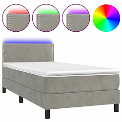 Maison Chic Lit adulte- Lit + matelas,Sommier à lattes de lit avec matelas et LED Gris clair 90x190cm -GKD81538