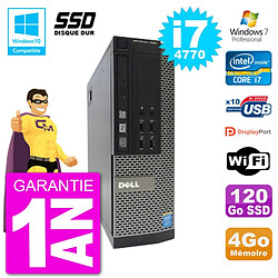 PC Dell 7020 SFF Intel i7-4770 RAM 4Go SSD 120Go Graveur DVD Wifi W7 - Occasion