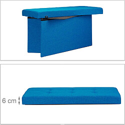 Avis Helloshop26 Tabouret banquette pouf de rangement pliant coffre repose-pieds 76 cm lin bleu 13_0002337_2