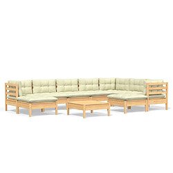 Maison Chic Salon de jardin 10 pcs + coussins - Mobilier/Meubles de jardin - Table et chaises d'extérieur crème Bois de pin solide -MN98334