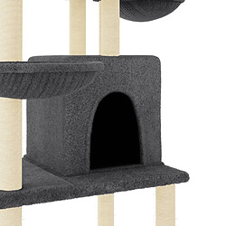 Acheter Helloshop26 Arbre à chat meuble tour grimper jouet grattage grattoir escalade plateforme avec griffoirs en sisal foncé 180 cm gris 02_0022688