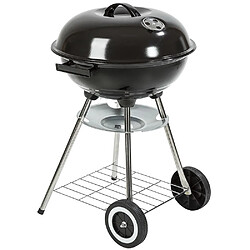 Helloshop26 Bbq grill barbecue charbon de bois fumoir smoker - diamètre 41,5 cm barbecue rond avec couvercle et roues 1508006