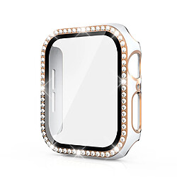 Coque en TPU Cadre en cristal de galvanoplastie Blanc/Or pour votre Apple Watch 4/5/6/SE 40mm