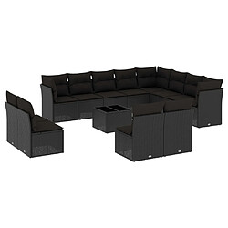 Maison Chic Salon de jardin avec coussins 13 pcs | Ensemble de Table et chaises | Mobilier d'Extérieur noir résine tressée -GKD61917