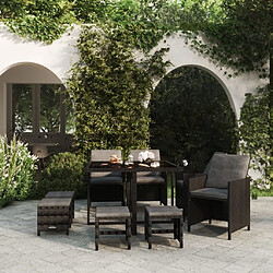 Maison Chic Mobilier à dîner 9 pcs de jardin avec coussins - Ensemble table et chaises d'extérieur - Salon/Mobilier de jardin classique Résine tressée Noir -MN58250