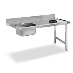 Table de Prélavage Inox avec Trou de Vide-Déchets, Bac à Gauche et sans Étagère - Distform