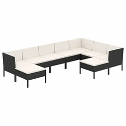 Maison Chic Salon de jardin 9 pcs + coussins - Mobilier/Meubles de jardin - Table et chaises d'extérieur Résine tressée Noir -MN57139