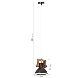 vidaXL Lampe suspendue industrielle 25 W Noir Rond 19 cm E27 pas cher