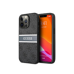 Guess Maroquinerie Guess Coque pour Apple iPhone 13 Pro PU 4G Stripe Gris