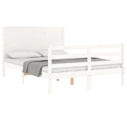 Acheter Maison Chic Cadre/structure de lit avec tête de lit pour adulte - Lit Moderne Chambre blanc petit double bois massif -MN54626