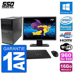 PC Tour Dell 390 MT Ecran 19" Intel G630 RAM 16Go SSD 960Go HDMI Windows 10 Wifi - Occasion