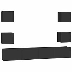 Maison Chic Ensemble de meubles TV 6 pcs | Banc TV Moderne pour salon | Meuble de Rangement - Noir Aggloméré -MN22398