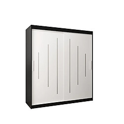 Abiks Meble Armoire YORK À Portes Coulissantes 200/180/62 2 Portes (Noir/Blanc)