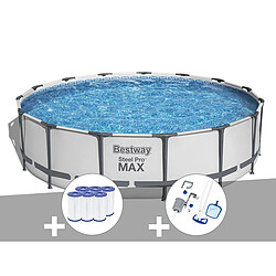 Kit piscine tubulaire Bestway Steel Pro Max ronde 4,57 x 1,07 m + 6 cartouches de filtration + Kit d'entretien