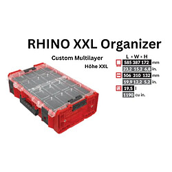 Avis Toolbrothers RHINO XXL Organiseur ULTRA Hauteur 2XL Custom Multilayer empilable 582 x 387 x 172 mm 13,5 l IP66 avec insert