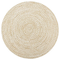 Decoshop26 Tapis fait à la main Jute Blanc et naturel 120 cm DEC023518