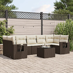 vidaXL Salon de jardin 8 pcs avec coussins marron résine tressée