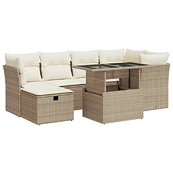 vidaXL Salon de jardin avec coussins 7 pcs beige résine tressée