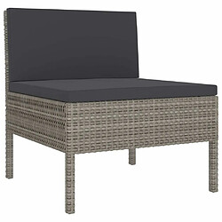 Acheter Maison Chic Salon de jardin 3 pcs + coussins - Mobilier/Meubles de jardin - Table et chaises d'extérieur Résine tressée Gris -MN57880