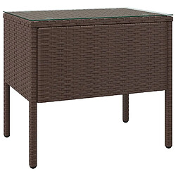 Maison Chic Table d'appoint | Table Basse marron 53x37x48 cm poly rotin et verre trempé -GKD40358