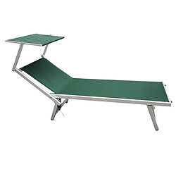 Mobili Rebecca Chaise Longue De Plage En Aluminium Textilène Vert 38x186x61